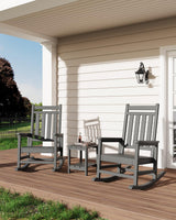 Garvee Chaise Rocking Adirondack en Poly Lumber HDPE Avec Table d'Appoint 2 Niveaux Pour Patio et Jardin Gris - 