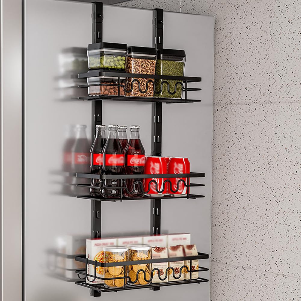 Organisateur de garde-manger Garvee à suspendre à la porte, étagère à épices en métal à 3 niveaux, antirouille, pour la cuisine et la salle de bain, gain de place polyvalent.