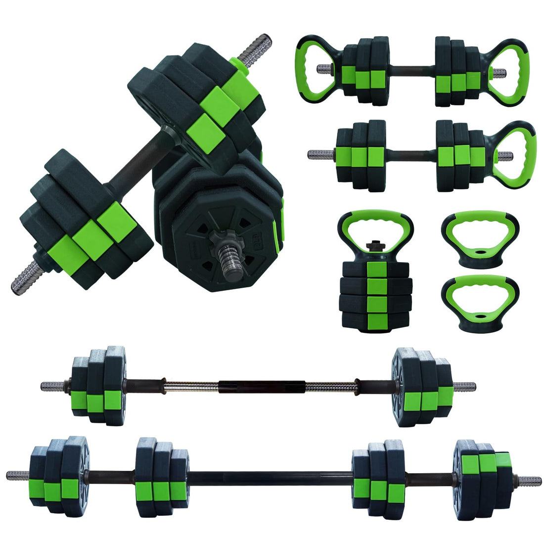 Haltères réglables Garvee 30 lbs/44 lbs avec poignée en fonte, fonction 4 en 1, protection ABS pour salle de sport à domicile, noir