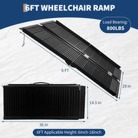Rampe d'accès pour fauteuil roulant Garvee en aluminium, portable et pliable, avec poignée, pour portes et escaliers, 183 cm x 74 cm, noire.