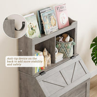 Étagère pour enfants Garvee avec couvercle à charnières, 2 niveaux, en bois, robuste et résistante aux rayures, protection anti-basculement pour salles de jeux et chambres d'enfants, grand format, bois naturel