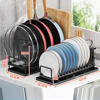 Égouttoirs à vaisselle multifonctionnels Garvee en acier au carbone (lot de 2) - Gain de place et réglables - Acier inoxydable - Pour évier de cuisine - Noir