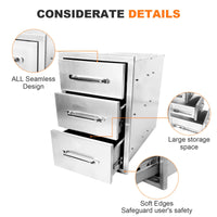 Tiroirs de cuisine extérieure Garvee en acier inoxydable – 35,6 cm L x 52 cm H x 58,4 cm P, parfaits pour les espaces barbecue et les cuisines extérieures