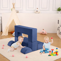 Canapé de jeu Garvee pour enfants, 6 pièces, modulable, bleu marine, revêtement en microfibre douce, mousse haute densité, idéal pour la salle de jeux, 99 x 51 x 41 cm