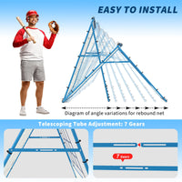 Filet de rebond Garvee pour lanceur de baseball, 1,5 x 1,2 m, avec cible à 9 trous, angle réglable, cadre en métal, pliable, polyvalent pour le jardin et l'entraînement.