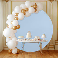Garvee Toile de fond ronde de 2 m de diamètre pour arche de mariage, sans plis, en spandex extensible, idéale pour la photographie, les ballons, les fêtes prénatales et les mariages (blanc).