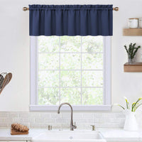Cantonnières occultantes Garvee pour fenêtres, salon, cuisine, chambre, bleu marine, 132 x 38 cm, isolantes thermiques