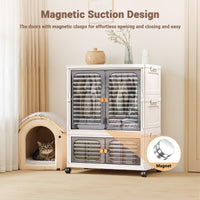 Armoire pour animaux Garvee avec boîtes de rangement empilables, roulettes, portes, pliable pour salon et chambre, robuste et polyvalente