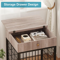 Meuble pour cage de rangement pour chien Garvee, structure en acier, résistant aux jouets à mâcher, avec tiroir, pour petits chiens, table d'appoint d'intérieur, 50 cm (L) x 58 cm (l) x 68 cm (H)
