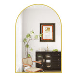 Garvee Miroir mural arqué , 66 × 97 cm, cadre en métal, doré, antibuée, salle de bain - Doré