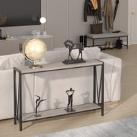 Garvee Console d’entrée industrielle 2 niveaux, table étroite 109 cm avec rangement, design en V, idéale pour entrée, salon et couloir, gris.