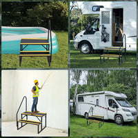 Garvee Escalier portable 2 marches avec rampe, bandes antidérapantes, pour camping-car, mobil-home, spa, caravane, piscine hors-sol, intérieur/extérieur