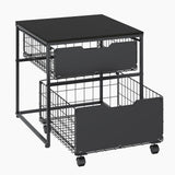 Garvee support réfrigérateur noir 56 × 56 cm avec tiroirs métalliques, rangement compact pour cuisine - Noir