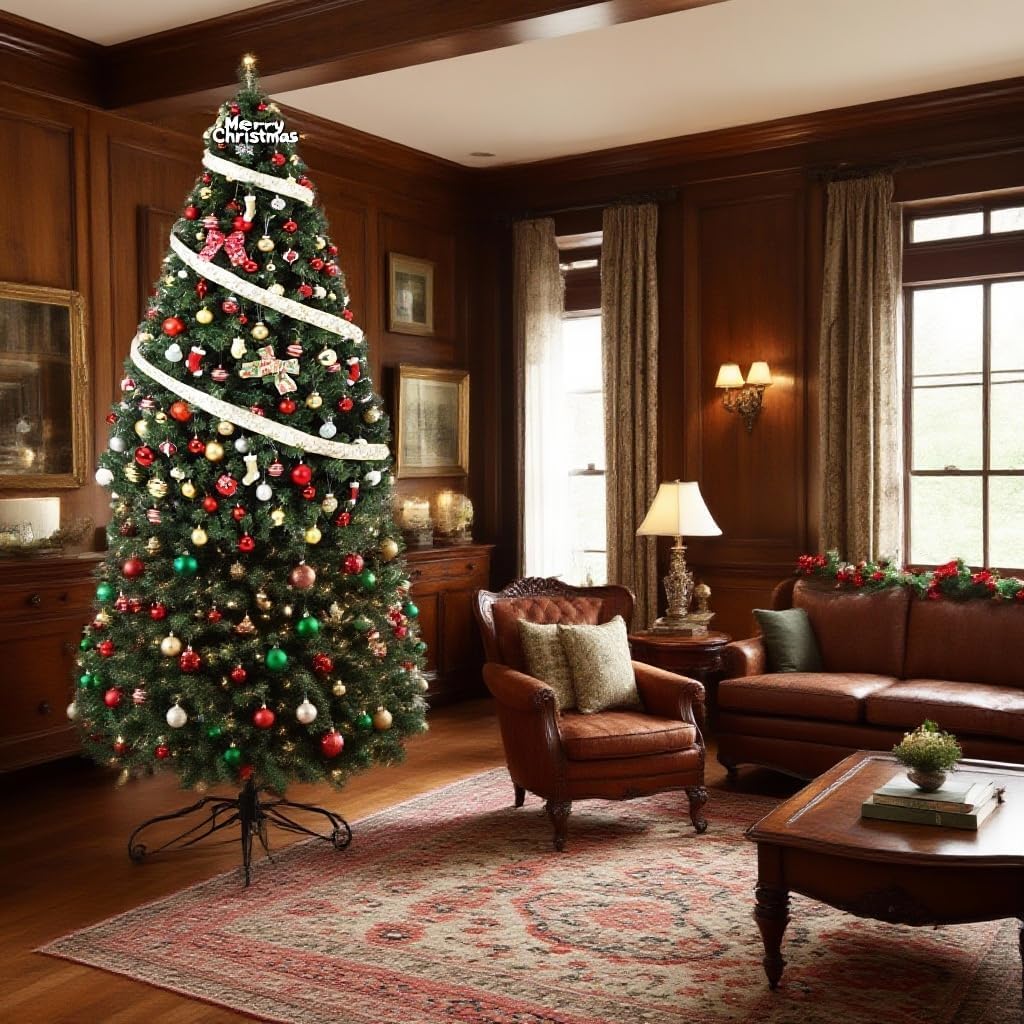 Sapin de Noël Garvee 140 cm pliable avec support fermé - Sapin artificiel réaliste pour la maison, le bureau et la décoration des fêtes