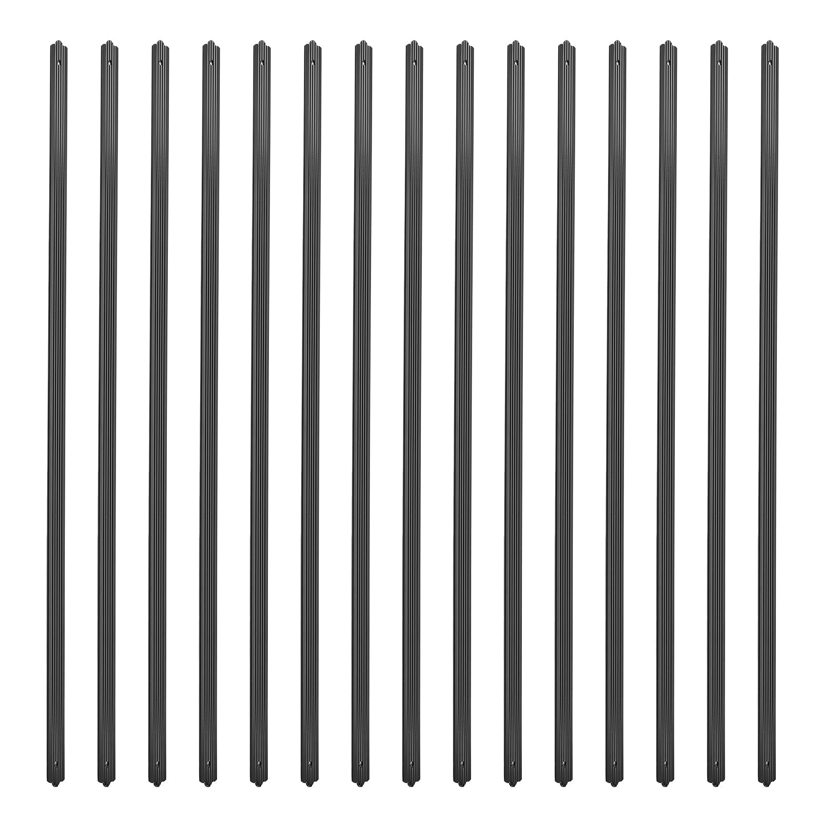 GARVEE Balustres de terrasse droits plats en aluminium de 82 cm (32-1/4 po) avec vis, paquet de 50, balustres rainurés pour porche, escaliers et terrasse, noir mat