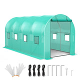 Garvee Tunnel De Culture Portable 8x13x7FT Serre Verte Avec Cadre Galvanisé Pour Jardinage Extérieur Vert - 