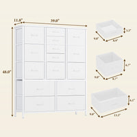 Garvee commode à 15 tiroirs avec plateau en bois, structure en métal et tiroirs en tissu, idéale pour la chambre et l'entrée, polyvalente et robuste, grise