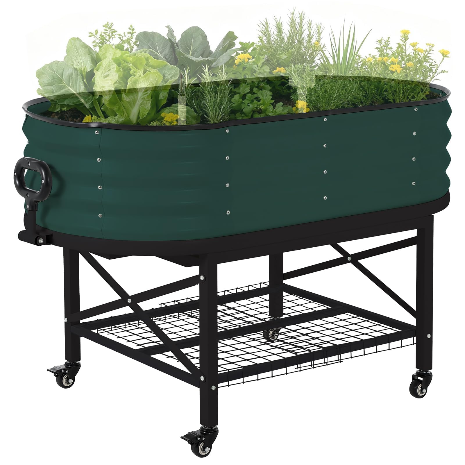 Jardinière surélevée en métal Garvee avec cadre renforcé et bâche pour légumes, herbes aromatiques et fleurs, filet de protection contre les oiseaux, gants inclus, style serre, idéale pour terrasse et résistante aux intempéries.