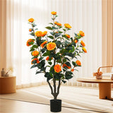 Camélia artificiel Garvee, 1 pièce, 1 m (3,28 pi), fleurs réalistes, résistant aux UV, entretien facile, pour une utilisation intérieure et extérieure, vert