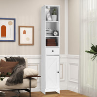 Meuble de salle de bain Garvee de 170 cm de haut avec portes coulissantes, 3 niveaux, bois noir, polyvalent pour salle de bain et couloir, mince