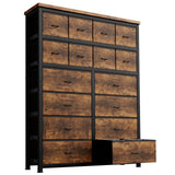 Garvee Kommode Mit 16 Schubladen, Stabiles Stahlrahmen, Stoffkommode Für Schlafzimmer Und Wohnzimmer, 103x30x130 cm, Grau - 