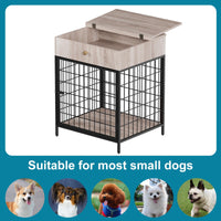 Meuble pour cage de rangement pour chien Garvee, structure en acier, résistant aux jouets à mâcher, avec tiroir, pour petits chiens, table d'appoint d'intérieur, 50 cm (L) x 58 cm (l) x 68 cm (H)