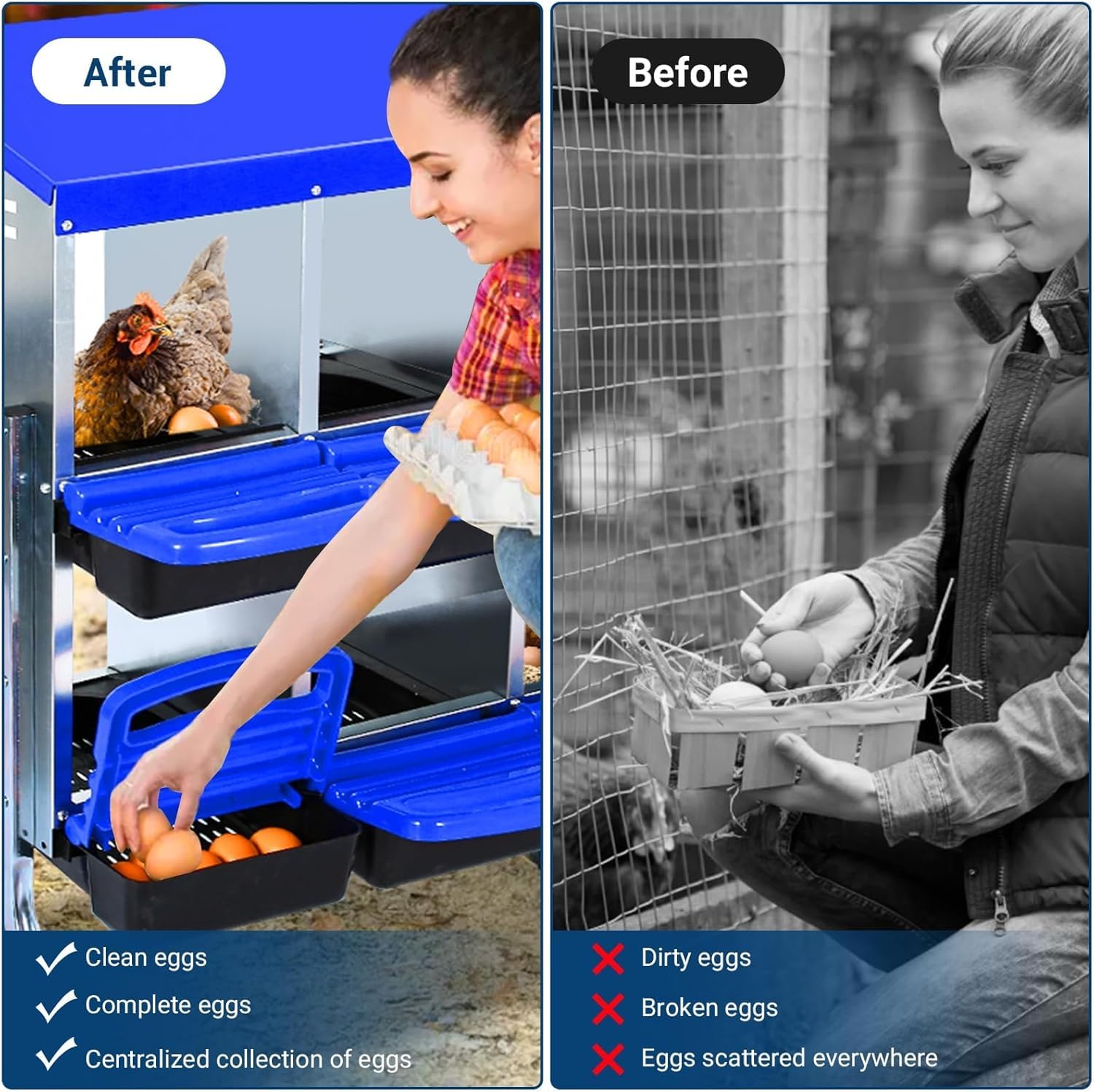 Nichoir à poules Garvee 8 trous avec pieds 107×52×95 cm – Bleu, hygiénique et ergonomique pour écuyers professionnels