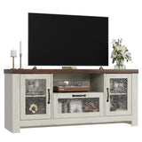 Garvee meuble TV 140 cm avec porte acrylique ondulée, bois robuste, pour salon et chambre
