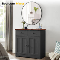 Miroir mural rond noir Garvee 91 cm (36 pouces), cadre en métal, verre 5 mm, style moderne, idéal pour salle de bain et salon.
