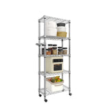 Garvee Étagère de Rangement Métallique 5 Niveaux Avec Roulettes Verrouillables Pour Cuisine et Garage, 23.6'' x 11.8'' x 61.8'', Acier Renforcé