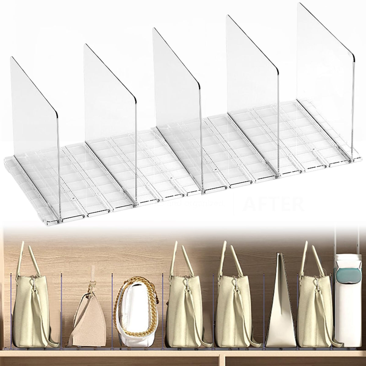 Garvee Séparateurs d'étagères en acrylique pour armoires, cloisons hautes en ABS robuste, antidérapantes, polyvalentes pour la chambre et la cuisine, transparentes