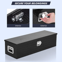 Coffre à outils Garvee 91 x 38 x 38 cm pour benne de pick-up et remorque, en aluminium à damier noir, avec serrure et clé.