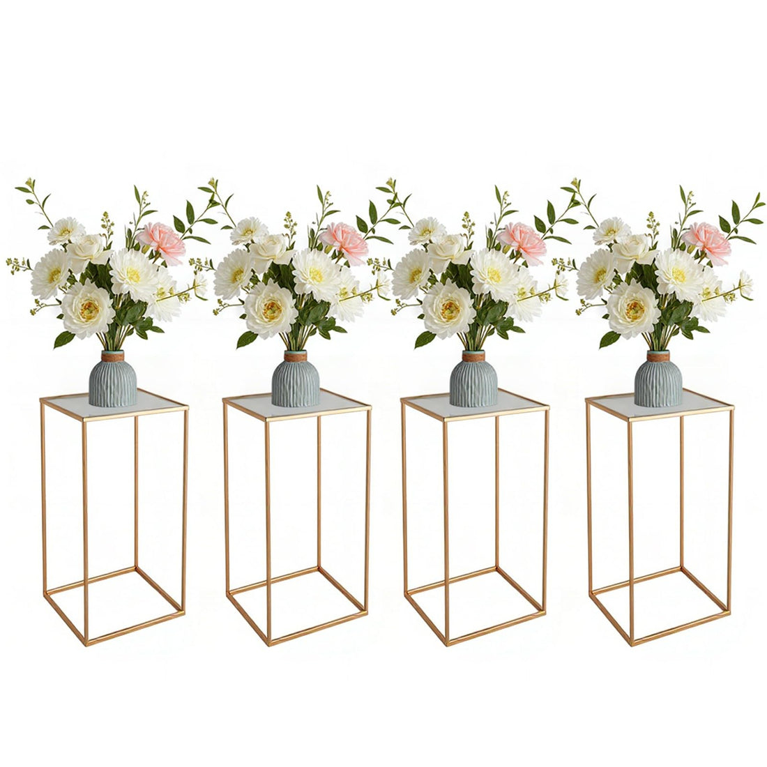 Ensemble de 4 supports à fleurs Garvee pour mariage, en acrylique laminé, design géométrique, stable, pour événements et décoration intérieure, différentes tailles, doré