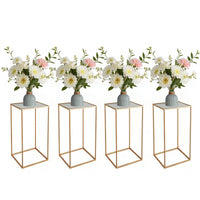 Ensemble de 4 supports à fleurs Garvee pour mariage, en acrylique laminé, design géométrique, stable, pour événements et décoration intérieure, différentes tailles, doré
