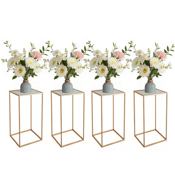 Ensemble de 4 supports à fleurs Garvee pour mariage, en acrylique laminé, design géométrique, stable, pour événements et décoration intérieure, différentes tailles, doré