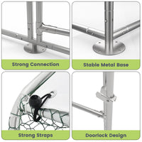 Poulailler métallique Garvee grand format avec toit en dôme, résistant aux intempéries et aux UV, structure en acier, porte verrouillable, idéal pour le jardin et la ferme, 3 x 2 x 2 m, gris