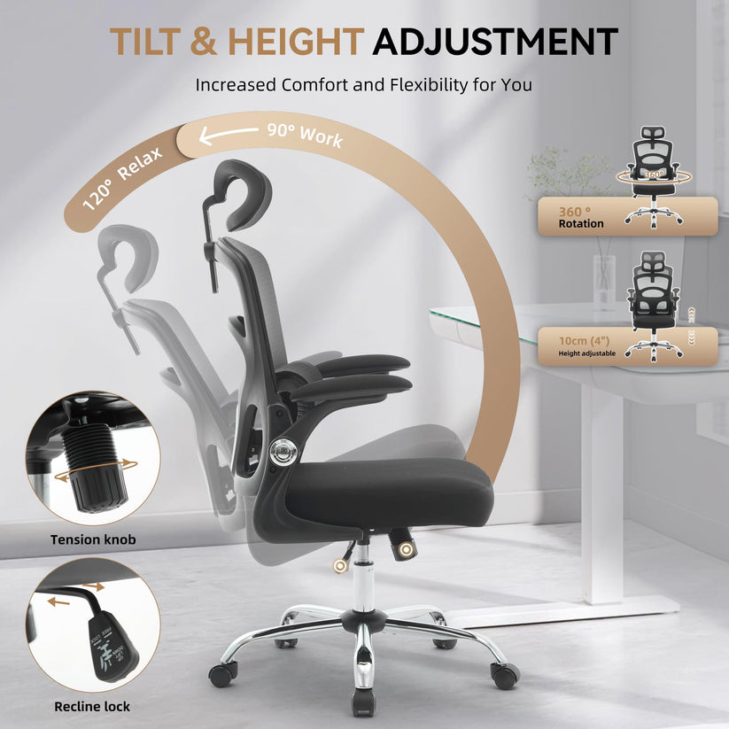 Fauteuil de bureau avec siège généreux et dossier en mesh respirant