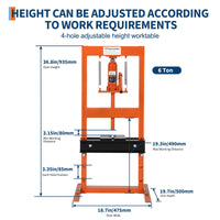 Presse hydraulique Garvee 6 tonnes, châssis en H avec plateaux mobiles, pour atelier et garage, réglable en hauteur sur 4 axes, acier, housse de protection contre la poussière
