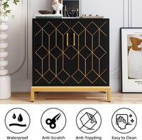Buffet Garvee avec rangement, étagères réglables, métal, résistant aux rayures et imperméable, noir, pour cuisine et salle à manger, 78,5 cm x 36,3 cm x 84,6 cm