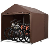 Garvee Abri à vélo en acier résistant avec porte sécurisée et ventilation, pour jardin et garage, spacieux et durable, marron - Marron