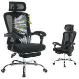 Garvee Chaise de bureau ergonomique avec appui-tête réglable, soutien lombaire et repose-pieds, tissu en maille respirante, noire - Noir