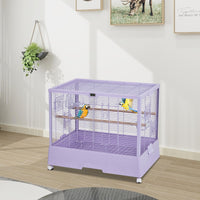 Cage à oiseaux Garvee 71 cm avec thermo-hygromètre, mobile et stable, robuste, 2 portes, 4 roues, pour perruches ondulées, 71 x 46 x 58 cm, noire