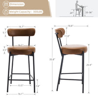 Tabouret de bar moderne Garvee 30" en bouclé avec dossier et repose-pieds, idéal pour îlot de cuisine et salle à manger, coussin de 4" et structure en métal noir.