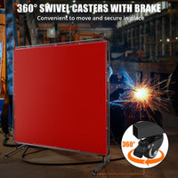 Écran de soudage Garvee 2,4 x 1,8 m en vinyle avec cadre, PVC ignifugé, transparent, pour ateliers, mobile, roues verrouillables