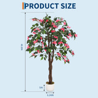Garvee Bougainvillier Artificiel 120 cm, Arbuste Décoratif avec Fleurs en Polyester et Tronc Naturel, Rose Fuchsia