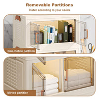 Boîtes de rangement empilables en plastique Garvee, lot de 4, 144 QT, avec portes et roulettes, transparentes, pour chambre et garage