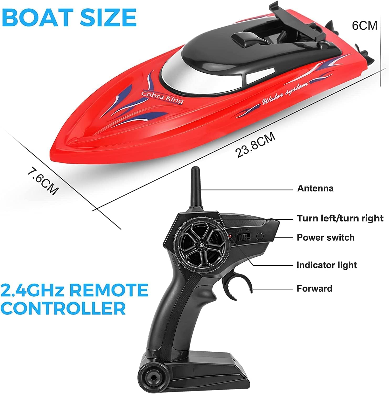 Garvee lot de 2 bateaux radiocommandés, vitesse 10 km/h, plastique ABS, 4 piles, télécommande 2,4 GHz, pour piscines et lacs