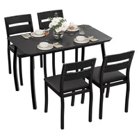 Ensemble table et chaises Garvee pour 4 personnes, structure en métal, design carré, gain de place, noir, idéal pour les petites pièces et les studios.