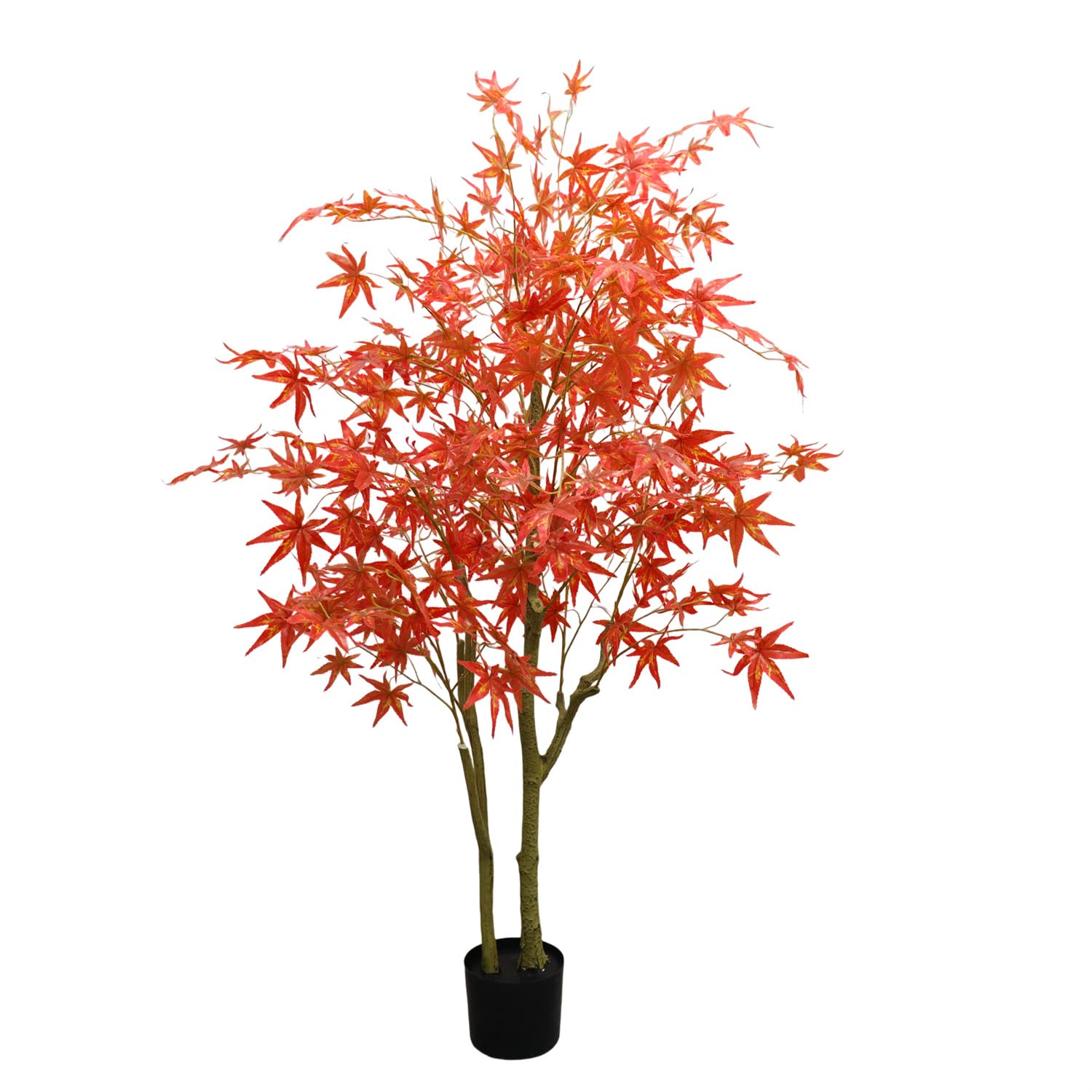 Garvee Érable artificiel 150 cm avec pot, feuilles en soie rouge effet automne, branches réalistes, décoration intérieur salon, bureau et porche, double tronc