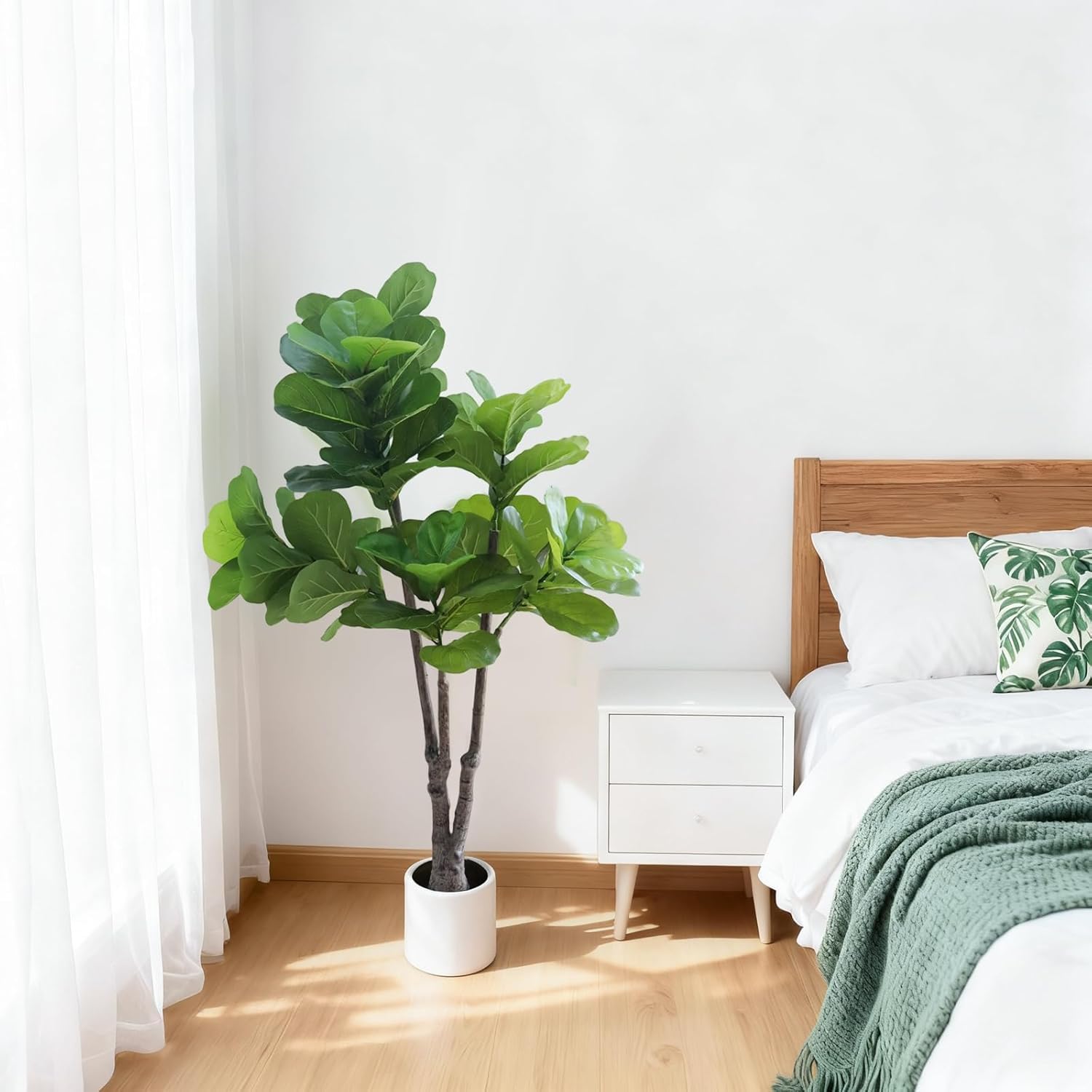 Arbre artificiel d'intérieur Garvee de 1,5 m, réaliste, sans entretien, matériau de haute qualité, polyvalent et durable, idéal pour la décoration de la maison et du bureau, vert.
